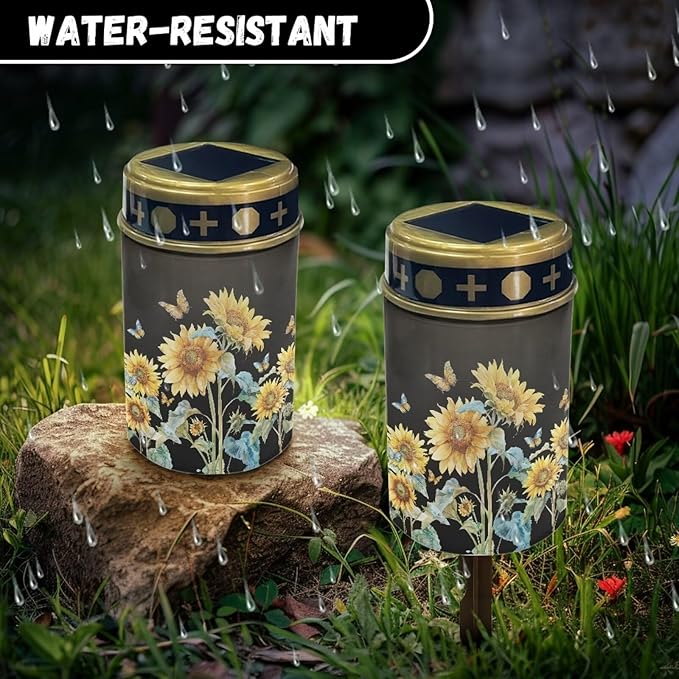 Sunflower Solar Garden Lights Outside Solar Lights for Yard Solar Lights Outdoor Landscape Path Lights LED Solar Lights Outdoor Garden Fall Decoration Flameless Candle