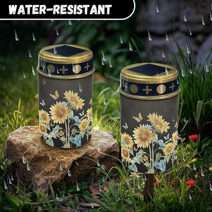Sunflower Solar Garden Lights Outside Solar Lights for Yard Solar Lights Outdoor Landscape Path Lights LED Solar Lights Outdoor Garden Fall Decoration Flameless Candle