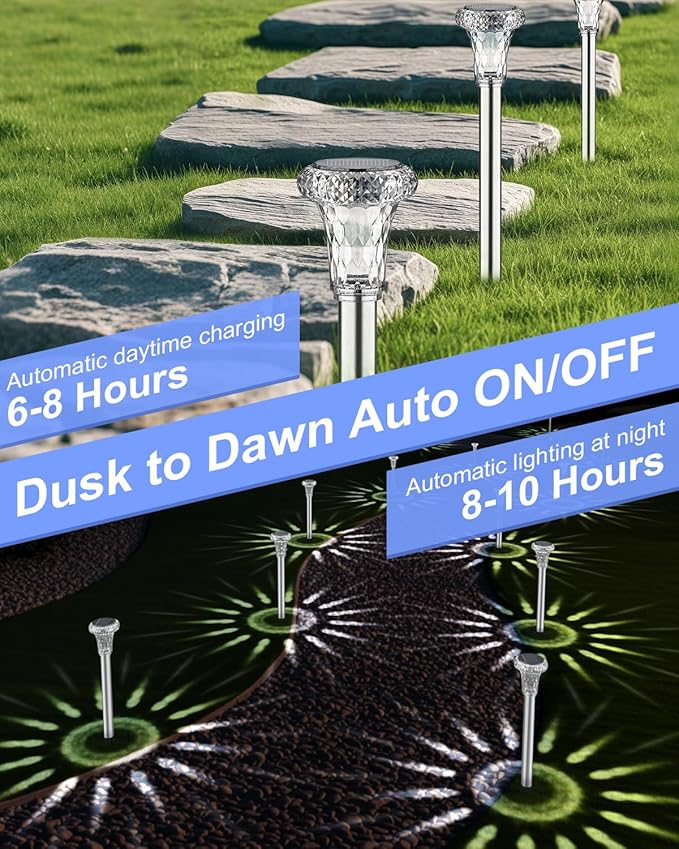 Mini Solar Pathway Lights Christmas Outdoor 12 Pack Waterproof Upgraded Bright LED Solar Garden Lights Stainless | Lumora