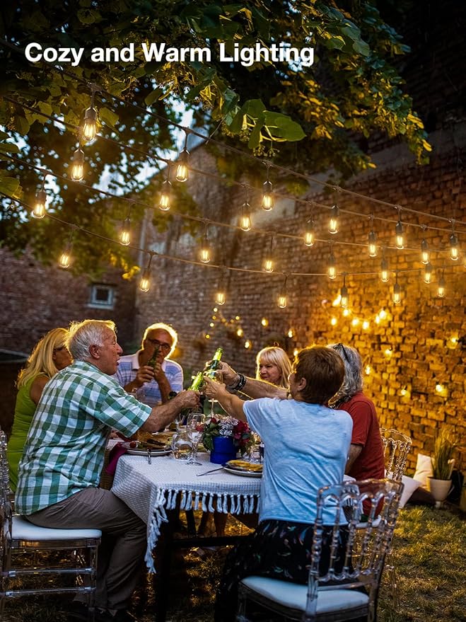 addlon 27FT Outdoor String Lights with 2200K Edison Vintage Shatterproof Bulbs and Commercial Grade Weatherproof | Lumora
