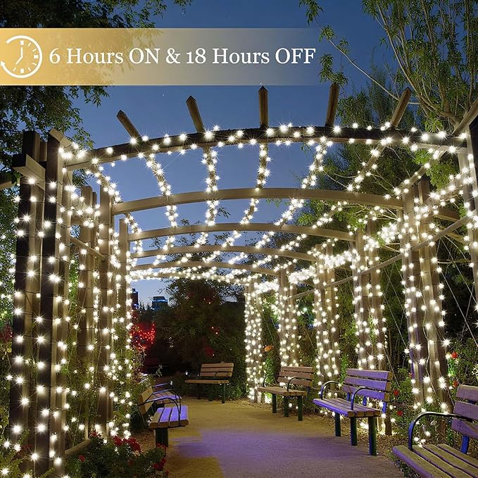 Tcamp 164FT 500 LED White Christmas Lights, 8 Modes Christmas Tree Lights with Timer Memory Function, Green Wire Starry Fairy String Light for Xmas Tree Outdoor Indoor Decor