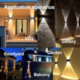 (4 Pack) Solar Wall Lights Outdoor,Warm White Colorful,Cordless,Waterproof IP65,0.6W PV Panel,Up Down Lamp Bright | Lumora