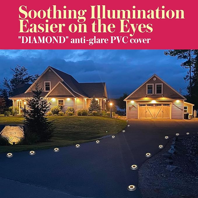 Solar Ground Light 8 Packs, Upgraded 16-LEDs Solar Outdoor Light for Patio, Mower-Friendly Withstand 200lbs Solar | Lumora