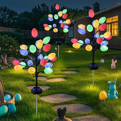 Solar Outdoor Egg Lights – 2-Pack LED Stake Pathway | Waterproof Garden Patio Yard Decor | Lighted Cracked Egg Solar Lamp | Festive Ambient Landscape Lighting for Lawn Walkway