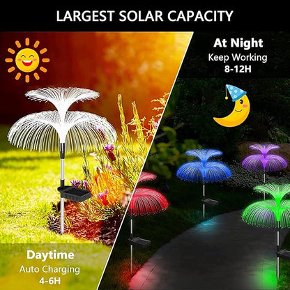 Outdoor Lawn Lamp Double Jellyfish Light 7 Colors Solar Garden Lights LED Fiber Optic Lights Outdoor Waterproof Decor Lamp for Lawn Patio Garden Lights (Color : Selection 3, Size : 1pcs)