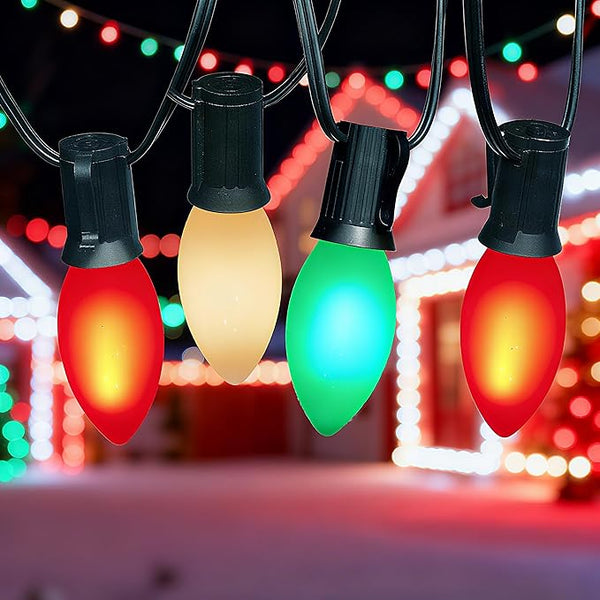Abeja C9 LED Christmas Lights Outdoor, 25 Ft C9 Vintage String Lights with 26 Shatterproof Multicolor LED Bulbs | Lumora