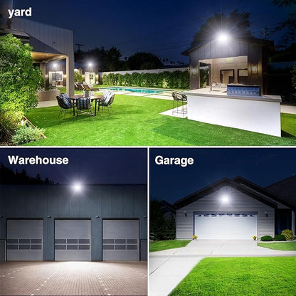 Onforu 80W Flood Lights Outdoor, 8000lm Bright LED Work Light with Plug, 6500K Daylight White LED Flood Lighting, IP66 Waterproof Security Yard Lights for Garage Stadium 4 Pack