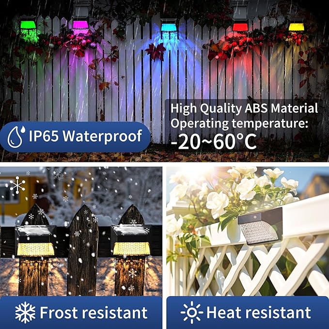 Solar Powered Fence Deck Lights Outdoor Waterproof Led IP65 RGB Color Changing/Warm White Auto On/Off Solar Step | Lumora