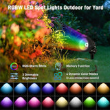 Christmas Landscape Lights 12W RGBW Outdoor Spot Lights for Yard, Low Voltage LED Landscape Spotlight with Remote | Lumora
