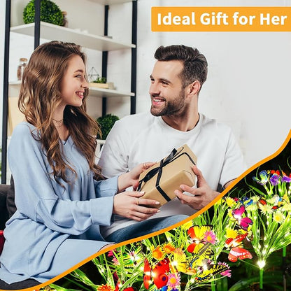 Solar Garden Lights, 2 Pack 84LED 14 Butterfly 28 Daisy Flower Solar Powered Lights IP65 Waterproof Stake Lights Outdoor Landscape Lights for Yard Patio Lawn Gift for Women (Purple-1)