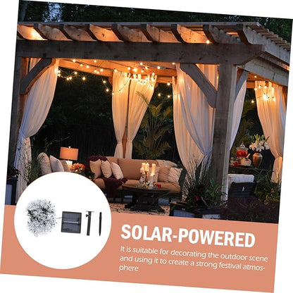 Solar Powered Cherry Blossom String Lights Outdoor LED Flower-Shaped Patio String Lamp with Lighting Modes for Garden Wedding Festival Decoration