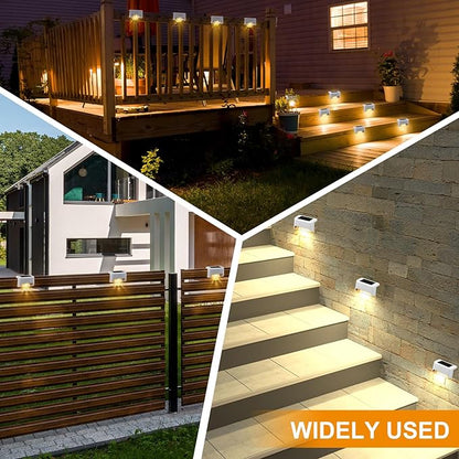 Geelin 32 Pcs Solar Deck Lights Outdoor, Waterproof LED Solar Step Fence Lights for Stairs, Step, Railing, Patio, Driveway, Garden, Pathway and Yard(White Shell Warm White Light)