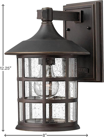 Hinkley Freeport 1804OZ Small Outdoor Wall Mount Lantern - New England Design, Cast Aluminum, Clear Seedy Glass - Oil Rubbed Bronze