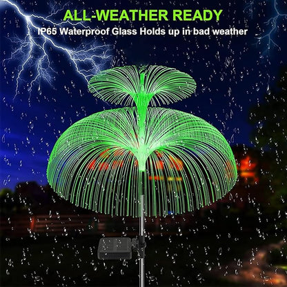 Outdoor Lawn Lamp Double Jellyfish Light 7 Colors Solar Garden Lights LED Fiber Optic Lights Outdoor Waterproof Decor Lamp for Lawn Patio Garden Lights (Color : Selection 2, Size : 1pcs)