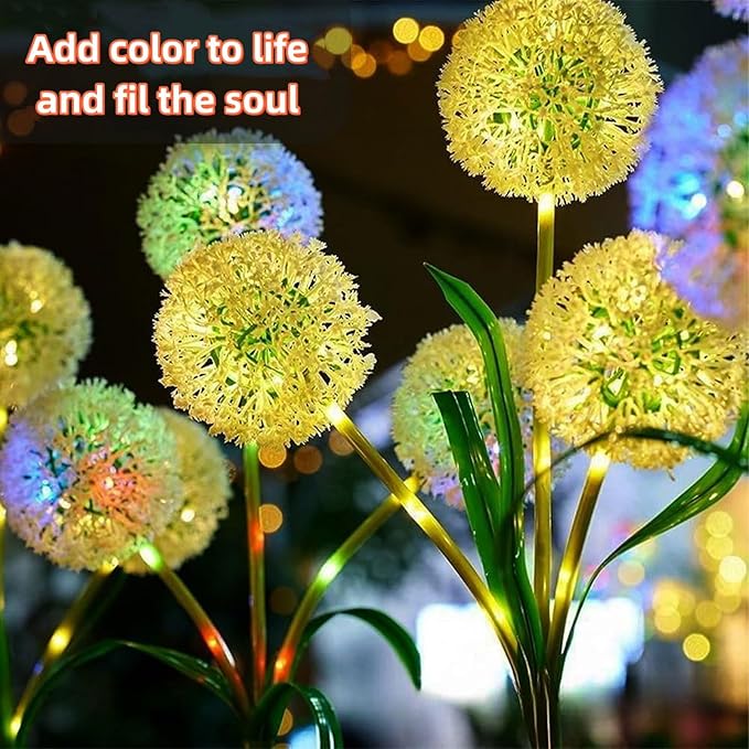 Solar Lights Outdoor Garden Decor: 2-Pack Upgraded Solar Dandelion LED Lights for Landscape Lighting - Waterproof Outdoor for Yards, Lawns, Paths, and Patios (2)