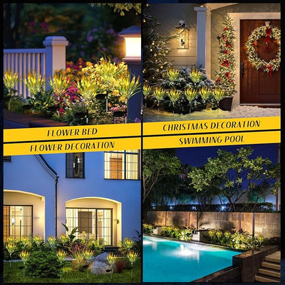 4 Pcs Thanksgiving Solar Lights Decorative Fall Outdoor Garden Autumn Solar Flowers Lights with 28 Realistic Wheat Ears Waterproof Decor for Yard Pathway Lawn Patio Garden Outdoor