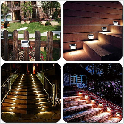 TDA Outdoor Solar Lights, 3 LED Solar Bright Deck Step Light Outdoor Waterproof Stainless Steel Garden Lamp for Deck Posts, Staircase, Porch, Garden, Fence, Path, Patio, Walkway or Driveway (4 Pack)
