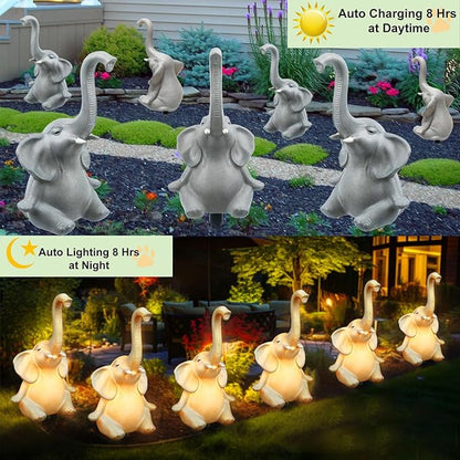 Solar Outdoor Elephant Statues Lights, 3 Pack New Upgraded Solar Garden Lights Outdoor Waterproof Solar Lights for Garden Decor, Christmas, Halloween, Yard, Lawn Elephant Lights