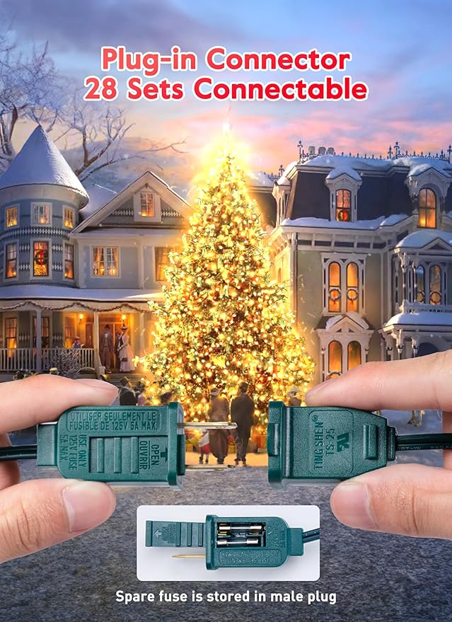 Minetom 50FT C7 LED Christmas Lights, Outdoor Vintage String Lights with 52 Bulbs(2 Spare), Commercial Hanging Christmas Lights for Xmas Holidays Roofline Patio Garden Party Wedding Decor