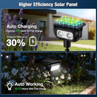 Solar Lights Outdoor, Motion Sensor Outdoor Solar Spotlights Waterproof, Outside Wall Lights, Outdoor Lights Solar Powered for Garden/Patio/Yard/Lawn/Backyard, Warm Yellow Light, 2 Packs