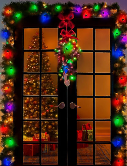 C7 LED Christmas Lights Outdoor, 26FT C7 Vintage Christmas Lights with 52 Multicolor Strawberry LED Bulbs, Plug in Outdoor String Lights for Party Garden Xmas Tree Patio Decorations