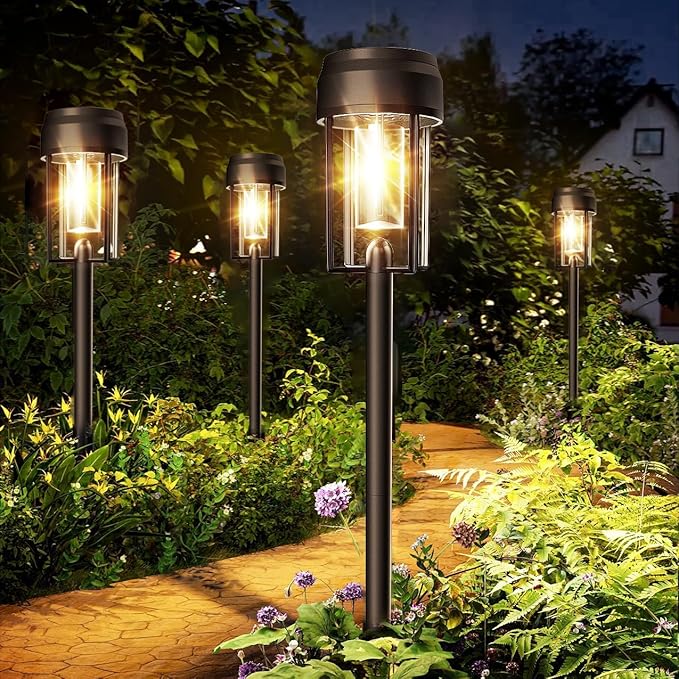 Solar Pathway Lights Outdoor, 12 Pack Bright Solar Path Lights IP65 Waterproof, Auto On/Off Outdoor Lighting 3200k for Yard Walkway Driveway Landscape Garden Decor