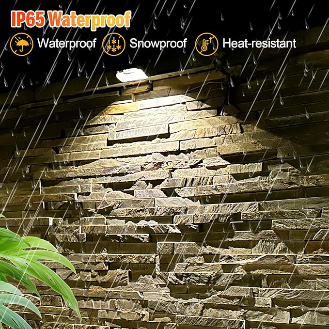 Solar Fence Lights, Warm White & RGB Fence Lights Outdoor Step Lights Outdoor Waterproof LED Solar Lighting for Outside, Backyard, Patio, Deck, Stair Handrail, Pool and Wall(8 Pack,Black)