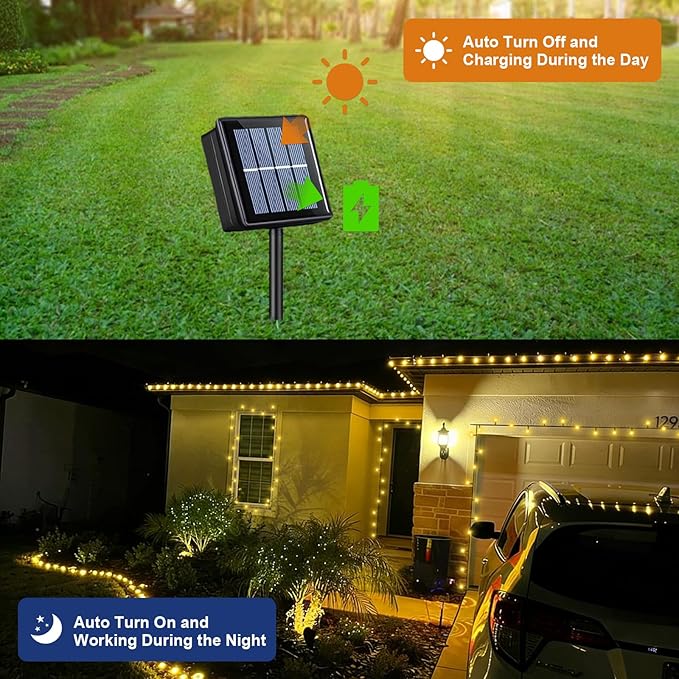 QITONG 2 Pack Solar Christmas Lights Warm White, Each 66ft 200 LED Solar String Lights Outdoor Waterproof, 8 Modes | Lumora