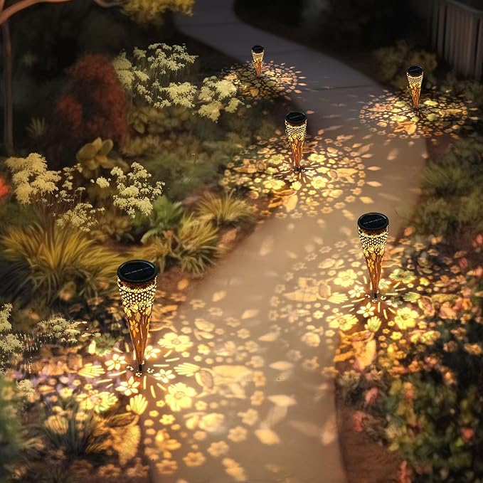 Hummingbird 4 Pack Solar Pathway Lights Metal Yard Garden Light Street Outdoor Landscape Lights Solar Powered Patio Walkway Path Sidewalk Outside Waterproof Lawn Decor Gift Mother Grandmom