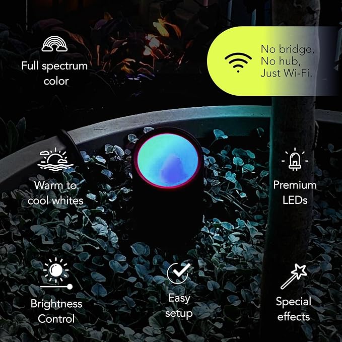 LIFX Supercolor Smart LED Outdoor Spot Light, Wi-Fi Landscape Light with 3 Addressable Color Zones, Millions of Colors & Whites, Low Voltage, App Control, LFX/LV/SPOT/RND