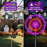4 Pack Solar Halloween Lights Outdoor, 720 LED Orange & Purple Solar Firework Lights with 8 Lighting Modes | Lumora
