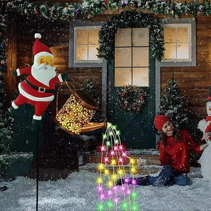 Christmas Santa Solar Kettle Lights,Garden Lawn Decorative Lights,IP65 Waterproof Outdoor Lantern Decoration for Pathway Patio (Warm White)