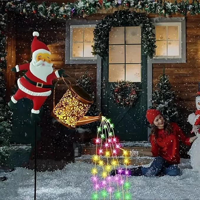 Christmas Santa Solar Kettle Lights,Garden Lawn Decorative Lights,IP65 Waterproof Outdoor Lantern Decoration for Pathway Patio (Seven Colors)