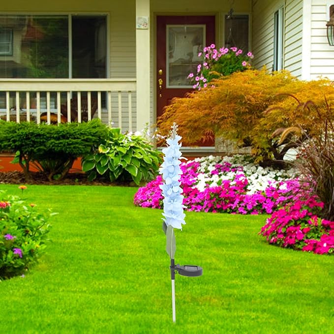 VICASKY Solar LED Violet Path Light 75cm Ground Insert Lawn Lamp Outdoor Landscape Lighting Blue Solar Garden Stake Light for Patio Yard Random Color
