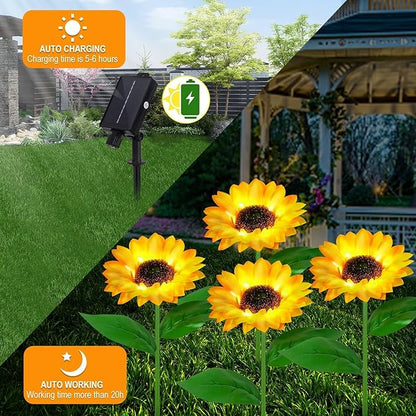 Solar Garden Lights Outdoor& Indoor-4 Pack Sunflower Lights with Remote, 8 Modes Home Garden Decor,Sunflowers Gifts for Mom Women Grandma Birthday, Patio Yard Pathway Wedding