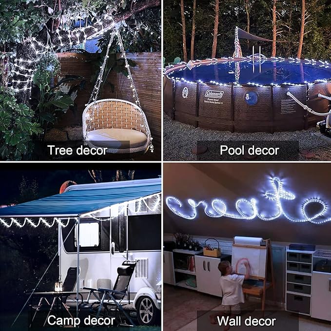 JMEXSUSS 200 LED Solar Rope Lights for Pool, 72ft 8 Modes Solar Rope Lights Outdoor Waterproof LED Solar Powered | Lumora