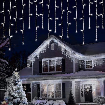 7ft Icicle Lights, 70 LED White Twinkle String Lights, Commercial Grade IP68 Waterproof, Soft Glow Mini LED Icicle Light for Christmas Party, Eaves, Roofs, Xmas Holiday Indoor Outdoor Decoration