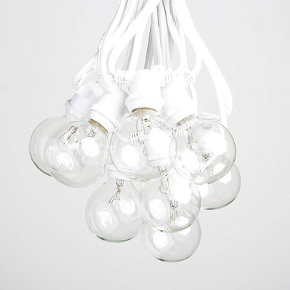 Hometown Evolution, Inc. 100 Foot C9 Commercial Exterior Globe String Lights with 80 G50 2 Inch Clear Bulbs (White Wire) for Weatherproof Heavy Duty Vintage Outside Lighting