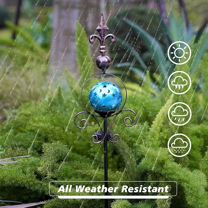 Garden Decor Solar Lights Outdoor Decorative Garden Stake Decorations for Outside Yard Patio Porch Lawn. Yard Art. (Blue Globe)
