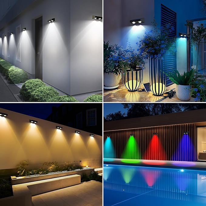 Brizled Solar Fence Lights Outdoor, 8 Pack 9 Colors & 11 Modes - Warm White/Cool White/RGB Color Changing Solar | Lumora