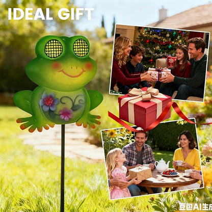 Solar Frog Pathway Lights Outdoor – Solar Powered LED Frog Yard Decor with Blinking Eyes, Auto Dusk to Dawn, IP65 Waterproof Outdoor Garden Solar Lights for Patio, Lawn, Gift for Mom Grandma