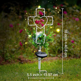 16 Inch Solar Cross Garden Stake Lights with 1 Artificial Flower Metal Garden Art for Patio Lawn Garden Decor Solar | Lumora