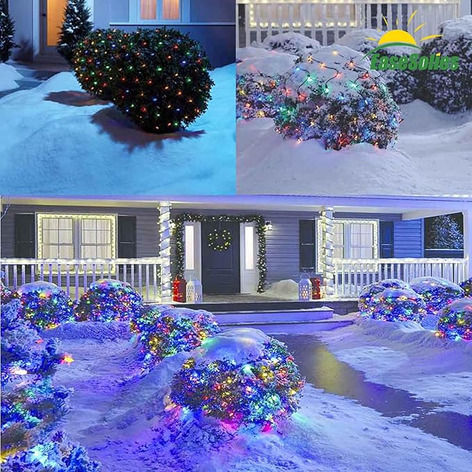 2 PACK Battery Net Lights - Outdoor Waterproof Garden Light, 200 LED Tree String Light with 8 Modes, Mesh Curtain Lights for Garden Patio Yard Christmas Party Tree and Holiday Decor( Multi Color)