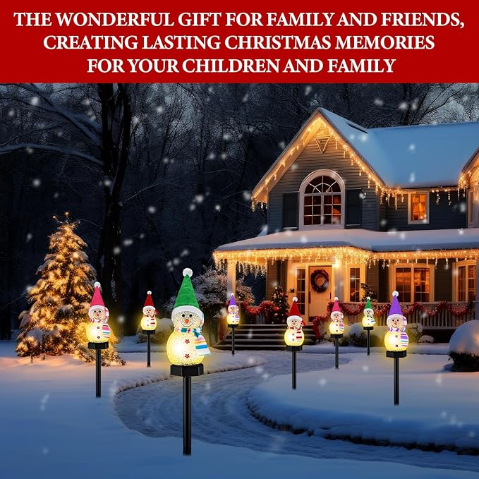 4 Pcs Christmas Snowman Pathway Lights Solar Outdoor Snowman Stakes Lights LED Waterproof Decorative Lamp Christmas | Lumora