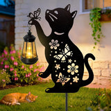 Cat Outdoor Solar Lantern Waterproof, Birthday Gifts for Christmas Women Mom, Solar Hanging Lights with Butterfly | Lumora