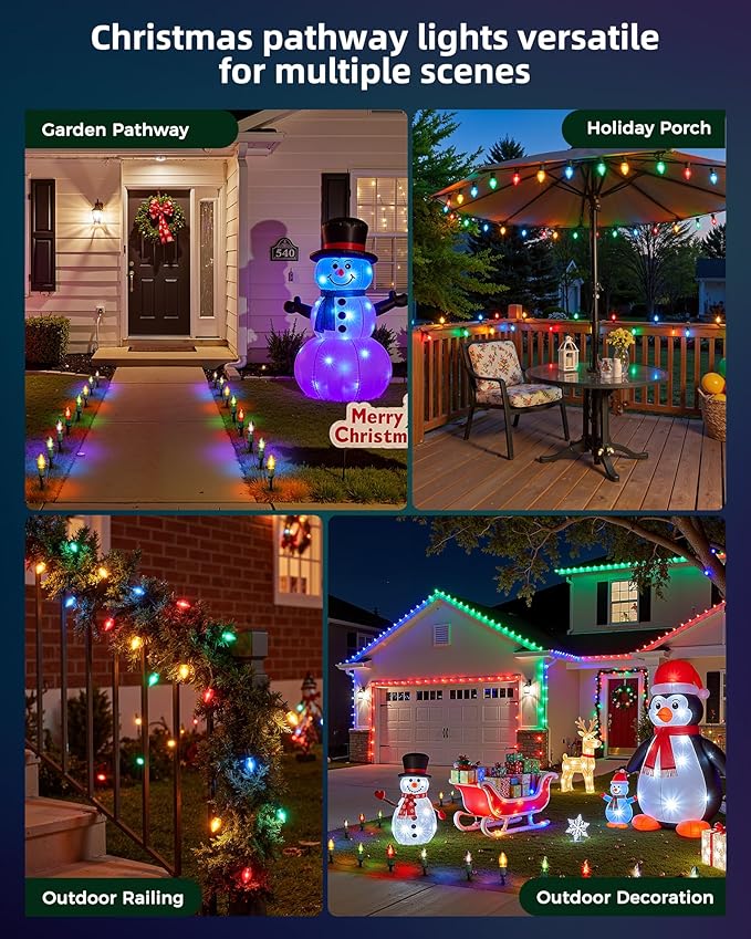 Christmas Pathway Lights Outdoor, 25.7 Feet C9 Lights with 20 Multicolor Bulbs and Stakes, Connectable Outdoor | Lumora