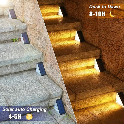 VOLISUN Solar Step Lights for Outside, Solar Stair Lights Outdoor Waterproof IP67, LED Outdoor Step Light, 80 Lumen, Deck Light for Outside, Front Porch and Patio(Black,16 Pack)