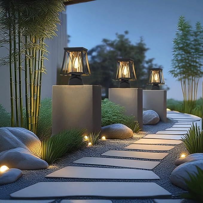 Outdoor Solar Post Light with Wired Option, Square Pillar Light for Fence and Gate, Exterior Post Lamp and Column | Lumora
