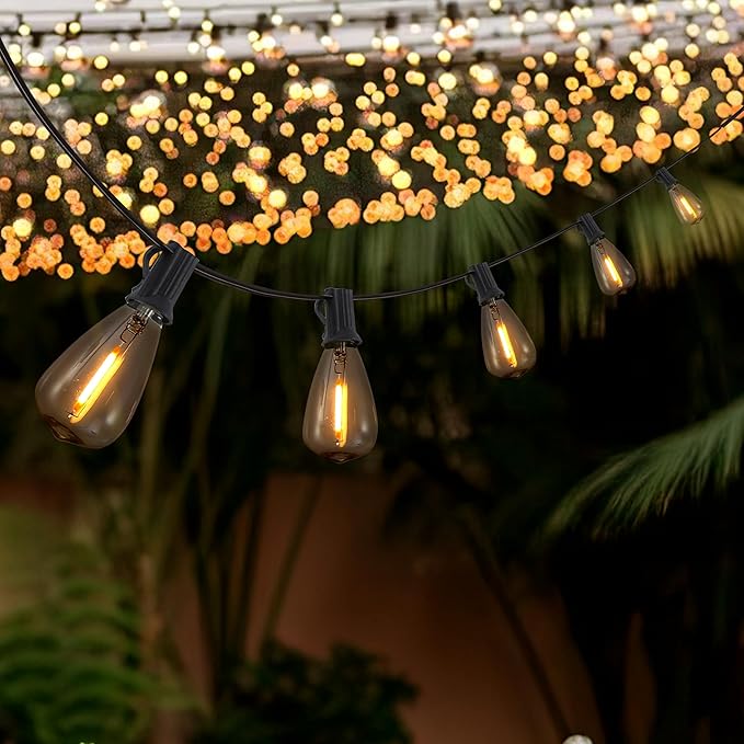 JONATHAN Y 10' Black - LED 10-Light Indoor/Outdoor String Lights, Half-Chrome Bulbs, Rustic Industrial Edison Lights for Patio Deck Backyard Wedding Party Decor (JYL8704C)