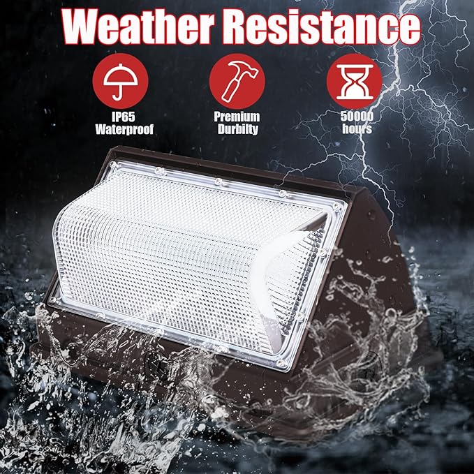 120W LED Wall Pack Lights, Extremely Bright Commercial Outdoor Wallpack, 5000K Daylight IP65 Waterproof Wall Light | Lumora